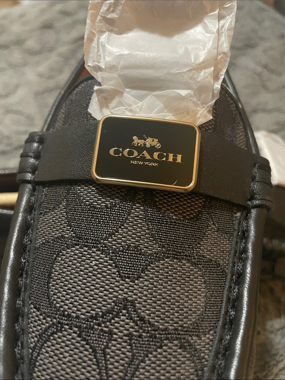 Coach Black and Gray Signature Mona Jacquard Driving Loafers - Picture 4 of 7